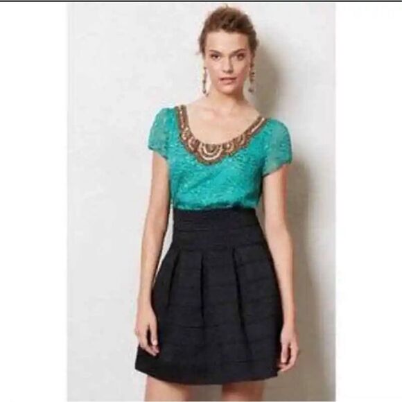 Anthropologie Sachin + Babi Car-canet Top beautiful teal with sequin detail neck - Picture 9 of 12